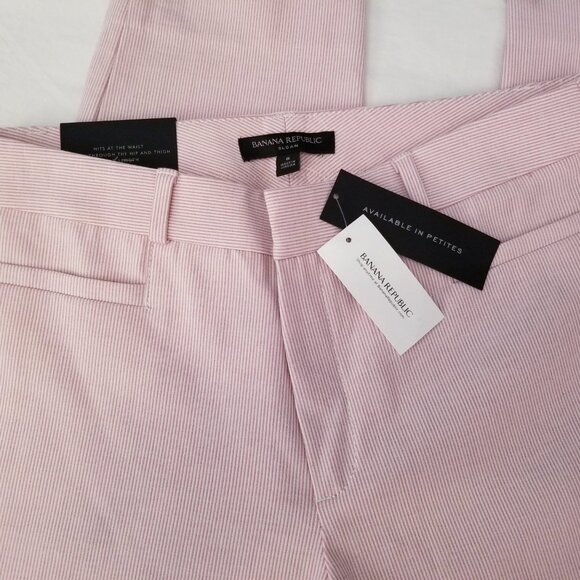 Banana Republic Modern Sloan Pink & White Striped Stretch Pants Size 8 Reg NWT - Picture 8 of 12